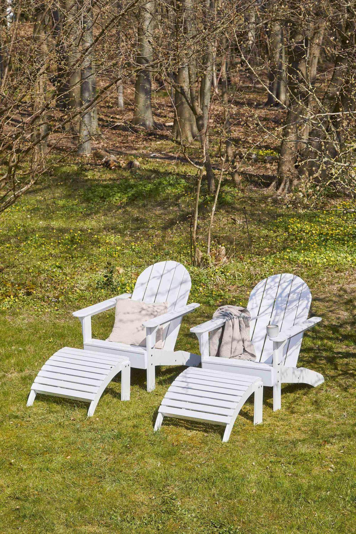 Gartenliege Adirondak, weiß 105x88x80 cm - Weiß Hochglanz, Natur, Holz (105/88/80cm) - Gardenson