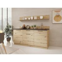 Kuchynský blok bez spotrebičov APIA, šírka 180 cm - čierna/dub artisan, kompozitné drevo/plast (180/100/60cm)