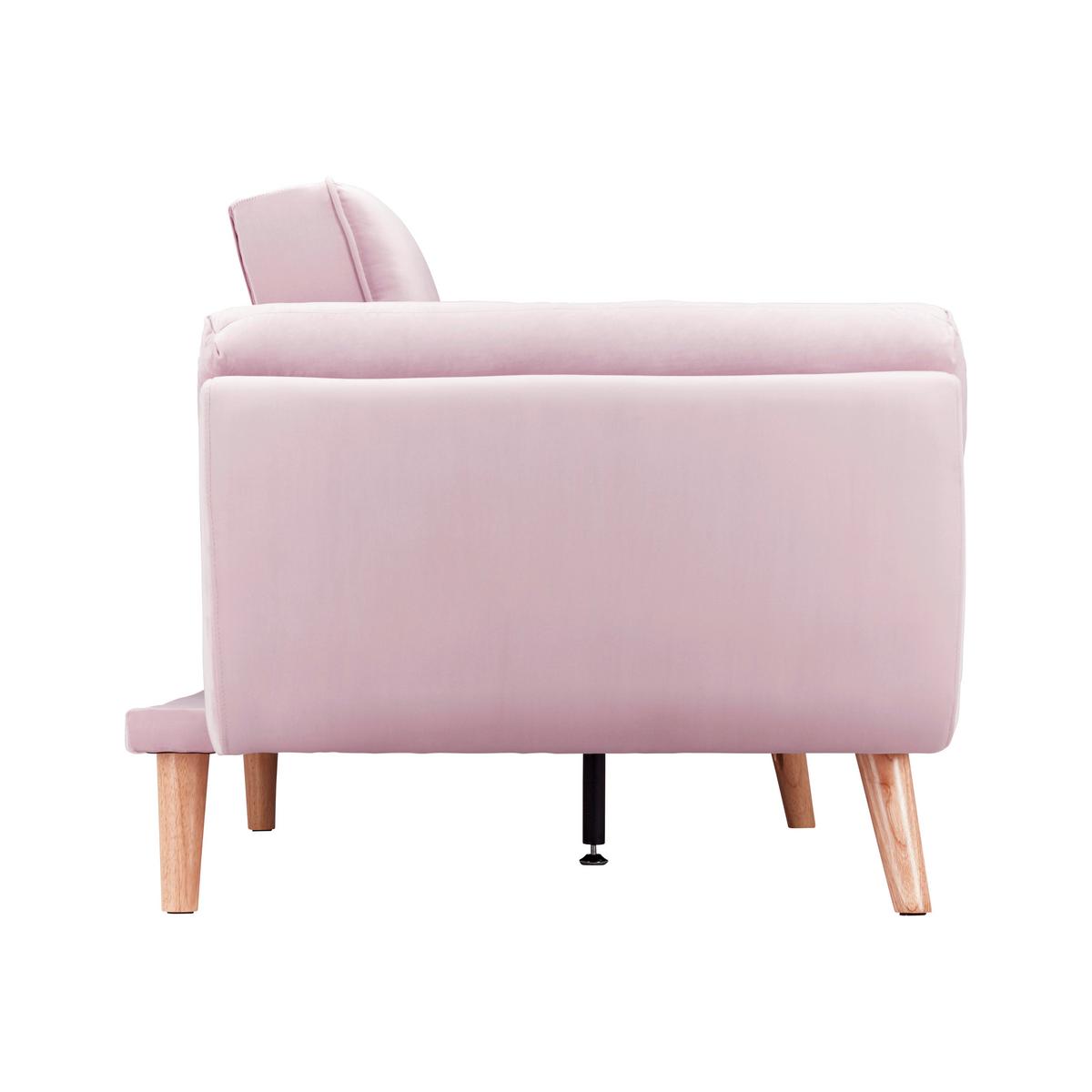 Rozkládací pohovka CORA, růžový samet, max. 360 kg - růžová/přírodní barvy, Moderní, dřevo/textil (214/92/81cm) - Bessagi Home