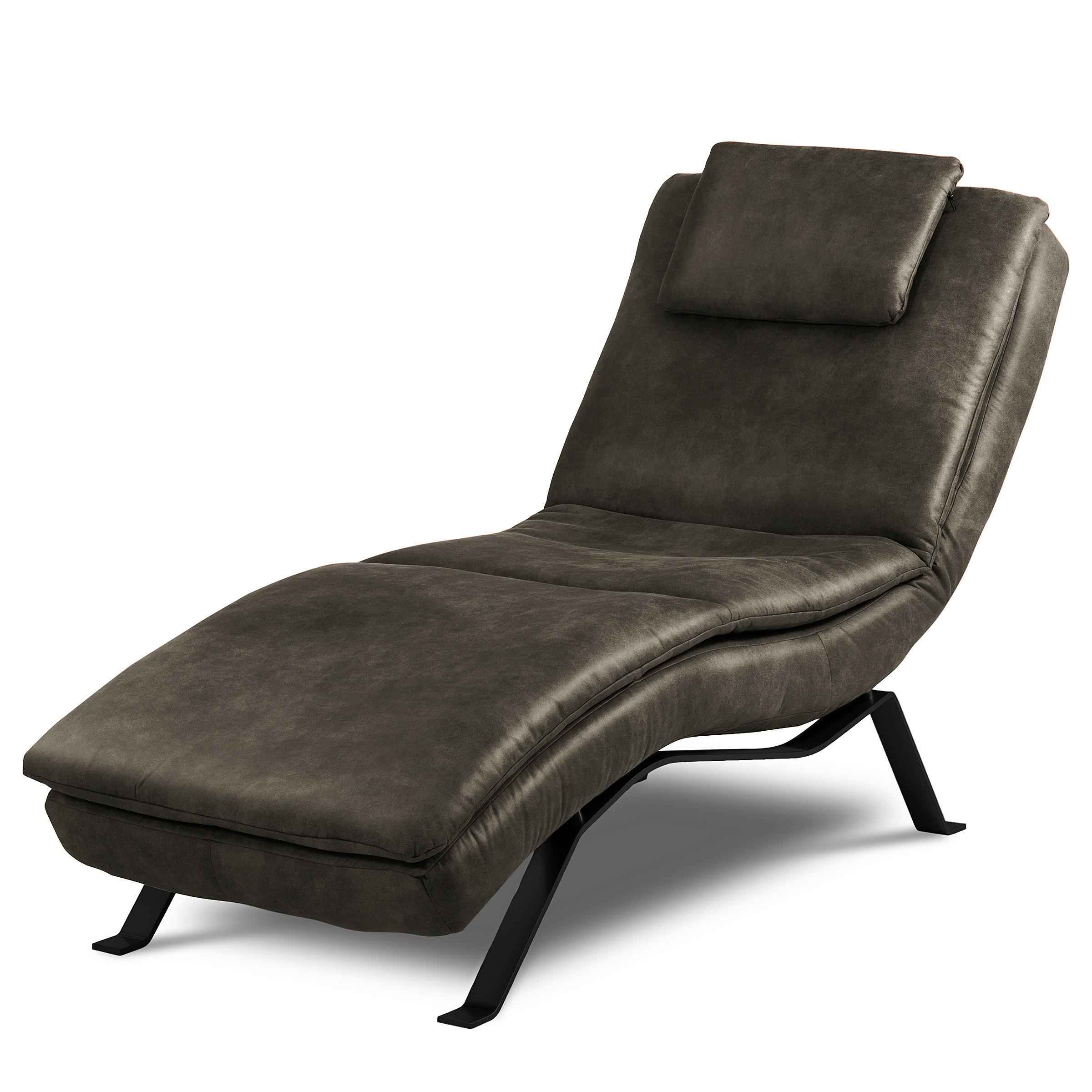 Relaxliege Black Anthrazit, B: 65cm - Anthrazit/Schwarz, Design, Leder (65/95/171cm) - Celina Home