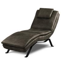 Relaxliege Black Anthrazit, B: 65cm - Anthrazit/Schwarz, Design, Leder (65/95/171cm) - Celina Home