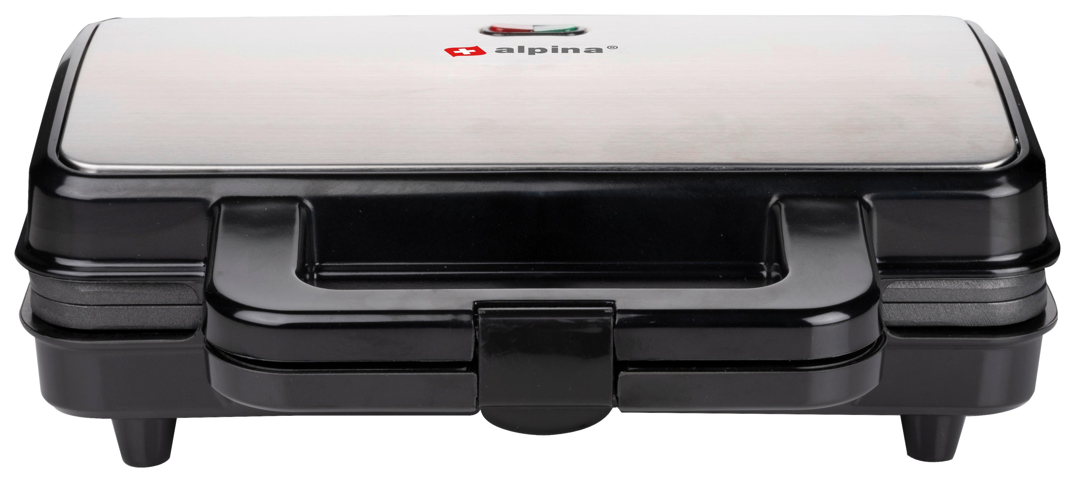 Sandwichmaker Edco Mit Kontrollleuchte - Edelstahlfarben/Schwarz, Basics, Metall - Alpina 6287