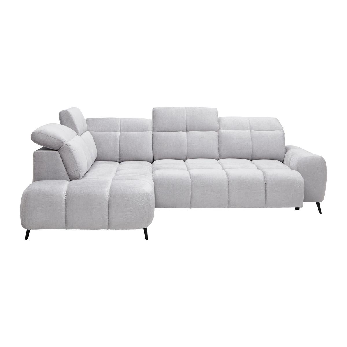 Elektrická sedačka SILVIO, levá, světle šedá - černá/světle šedá, Moderní, kov/textil (225/275cm) - Mömax