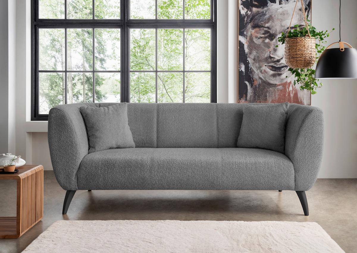 3-Sitzer-Sofa Colori Anthrazit Rücken Echt - Anthrazit/Schwarz, MODERN, Textil (208/83/88cm) - MID.YOU