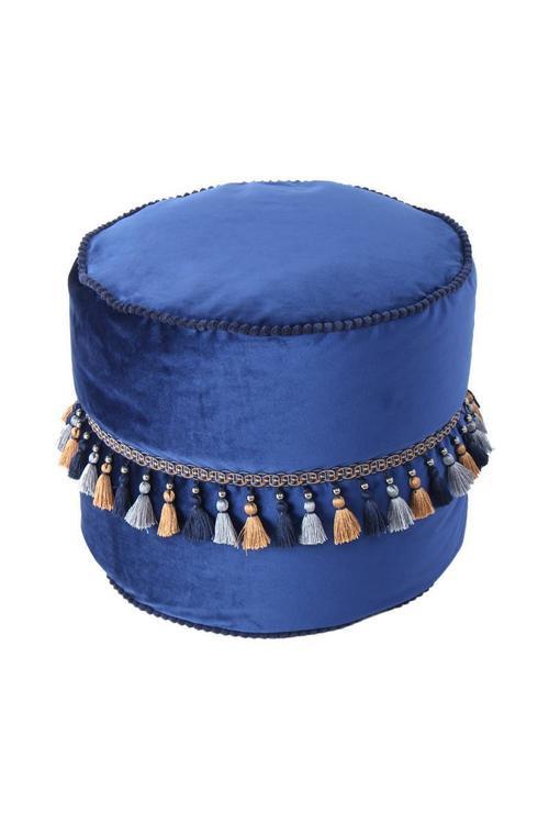 Pouf Taj Mahal Blau Dxh: 45x38 Cm Mit Reißverschluss - Blau/Goldfarben, LIFESTYLE, Textil (45/38/45cm) - Kayoom