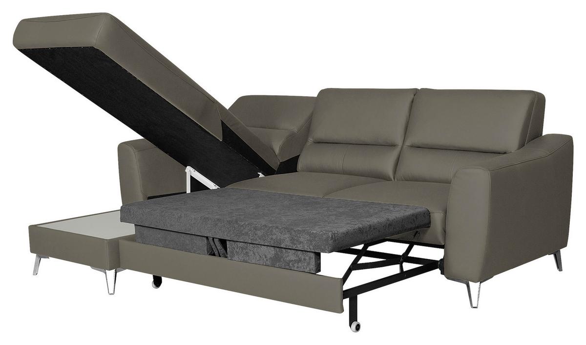 Ecksofa Santos Sahara S: 241 Cm - Chromfarben/Sahara, Design, Leder/Textil (241/168cm) - Livetastic