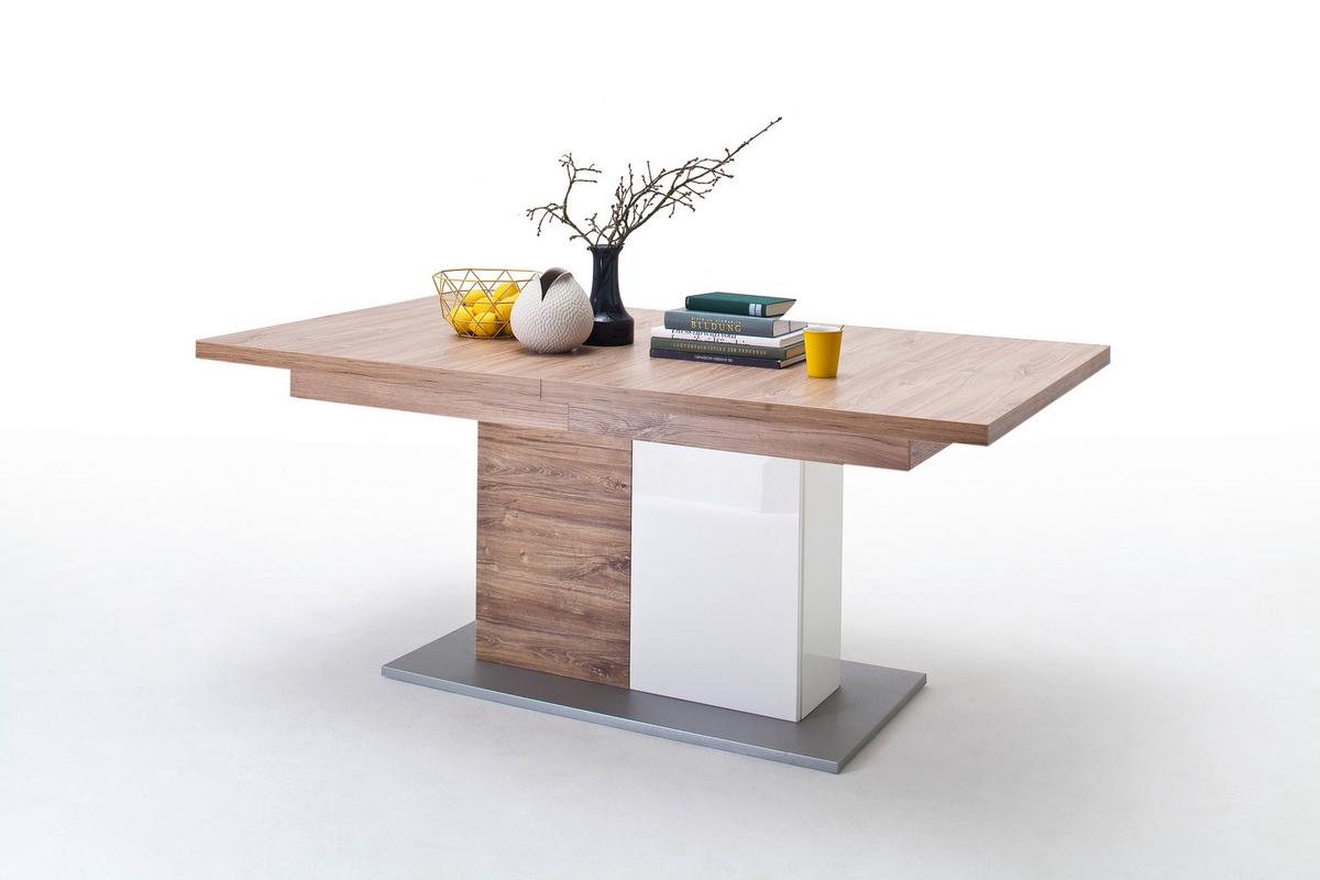 Esstisch Ausziehbar Luzern 180-230x100cm Weiß/eiche Dekor - Eichefarben/Weiß, Design, Holzwerkstoff (180-230/100/77cm) - Livetastic