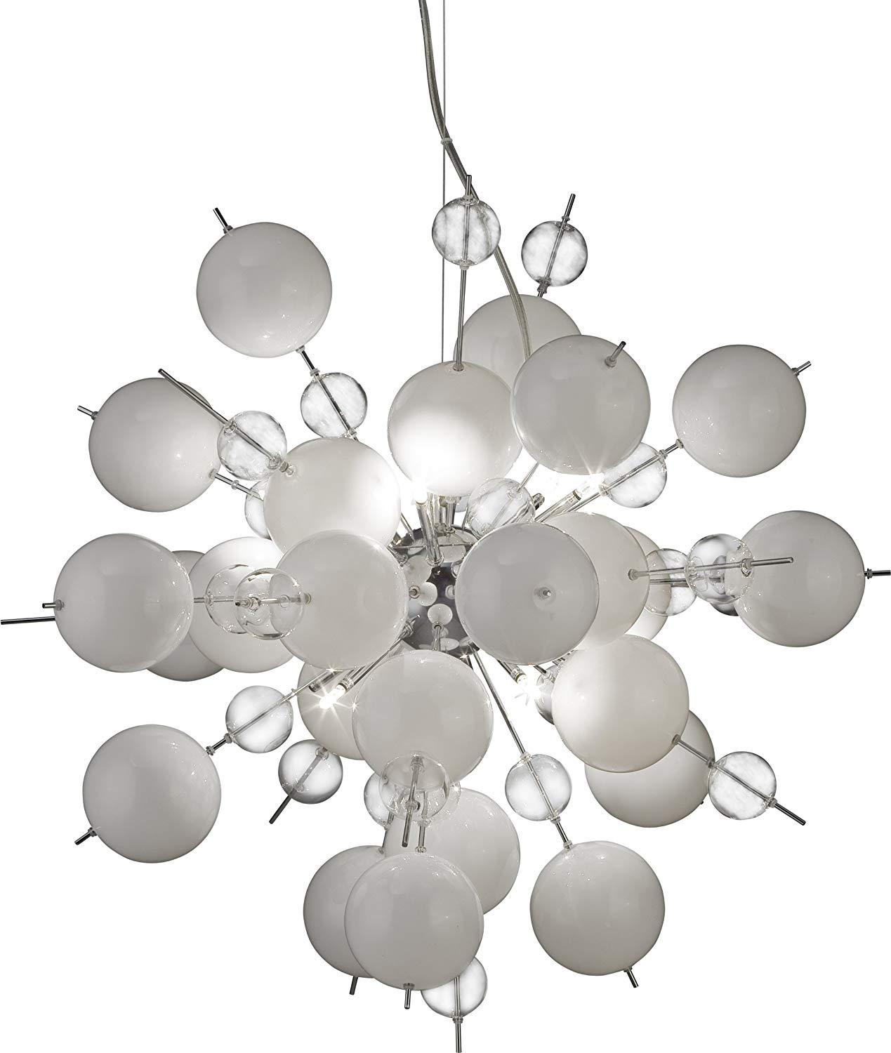 Hängeleuchte Explosion H:150cm 10-Flammig, Klaskugeln - Chromfarben/Klar, Design, Glas/Metall (65/150cm) - Näve