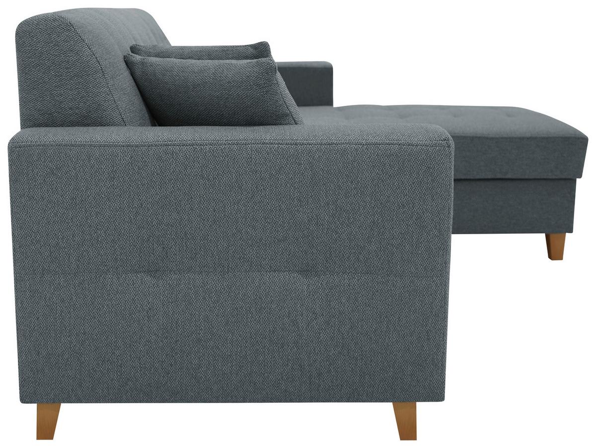 Rohová sedačka NARWIK, oboustranná, šedomodrá - šedá/šedomodrá, Design, dřevo/textil (231/160cm)