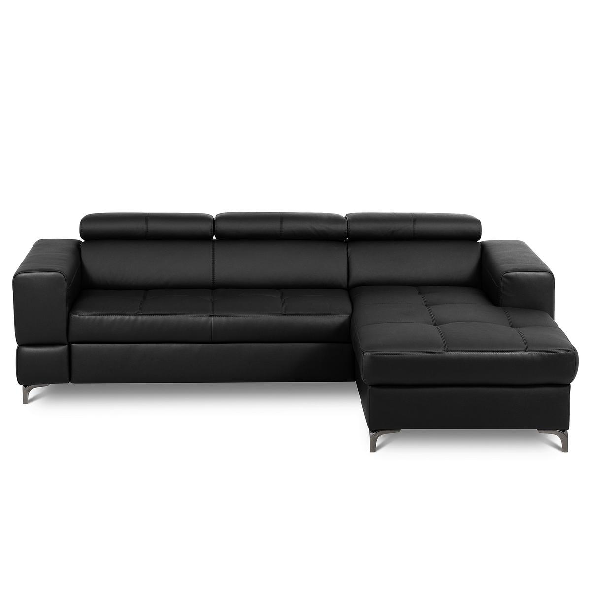 Ecksofa Torino Teilleder Schwarz 247x173 - Schwarz, Design, Leder/Textil (247/173cm) - Livetastic
