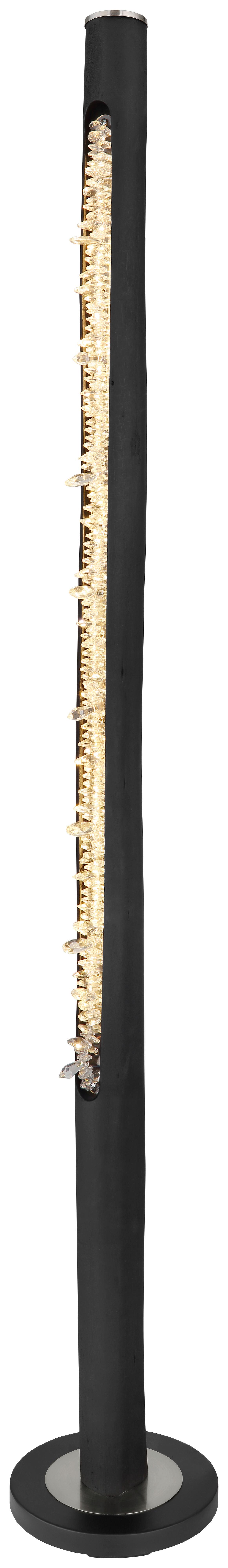 Stehlampe Holz Felicitas Dimmbar Schwarz/nickelfarben - Klar/Schwarz, Design, Holz/Kunststoff (23/151cm) - Globo