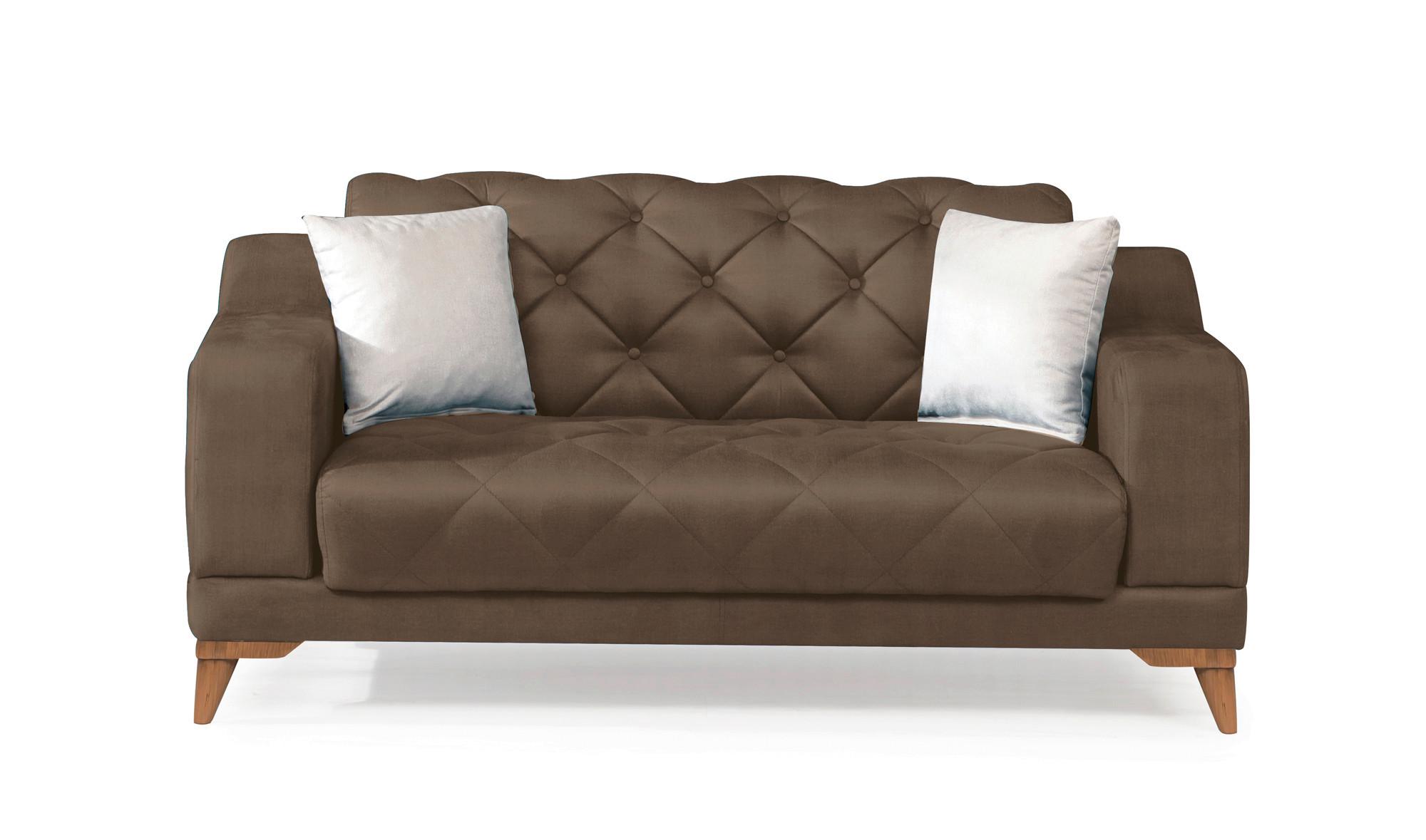 2-Sitzer-Sofa Leton Mit Schlaffunktion Webstoff Braun - Hellbraun/Braun, Design, Textil (164/71/94cm) - Livetastic