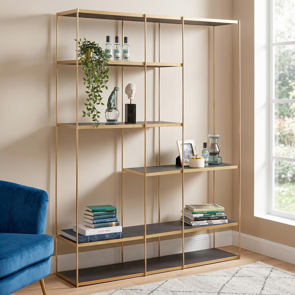 REGAL CAMPS BAY - Messingfarben/Schwarz, Design, Holz/Metall (150/200/35cm) - Kare-Design