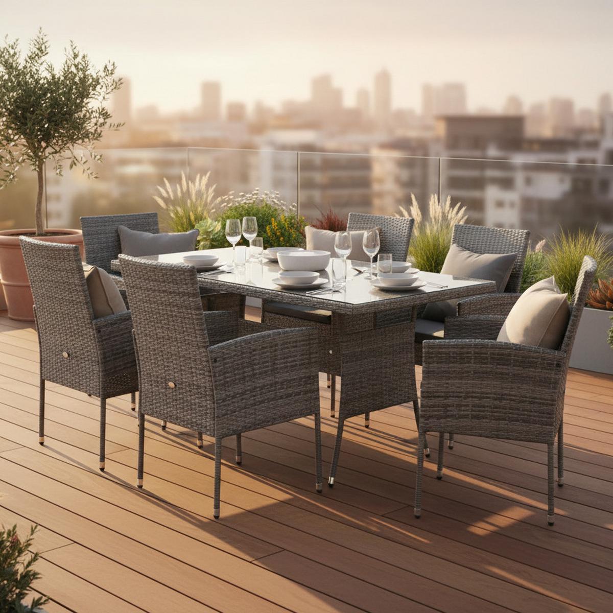 Gartenset Gran Canaria - Grau, MODERN, Kunststoff/Metall - Gardenson