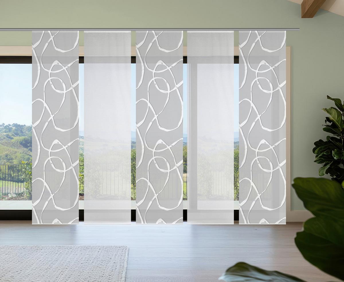 Flächenvorhang Ophelia 5er Set - Hellgrau/Weiß, KONVENTIONELL, Textil (60/260cm)