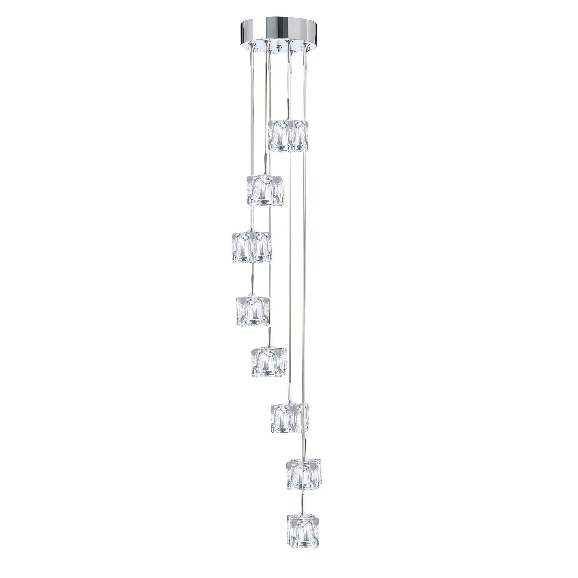 LED-Hängeleuchte Ice Cube 6778-8-Led - Chromfarben, Design, Glas/Metall (20/150cm)