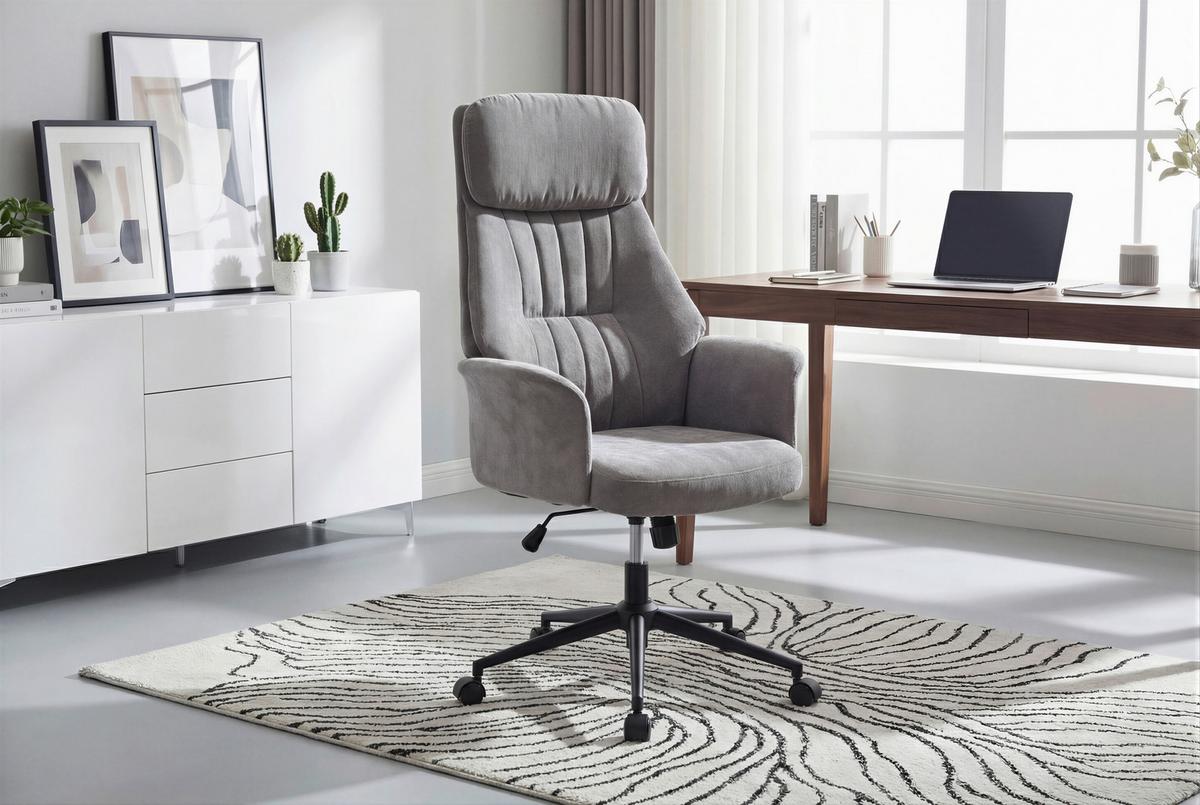 Drehstuhl Austin Grau B: 66 cm - Schwarz/Grau, MODERN, Holz/Kunststoff (66/114/122/64cm) - Livetastic