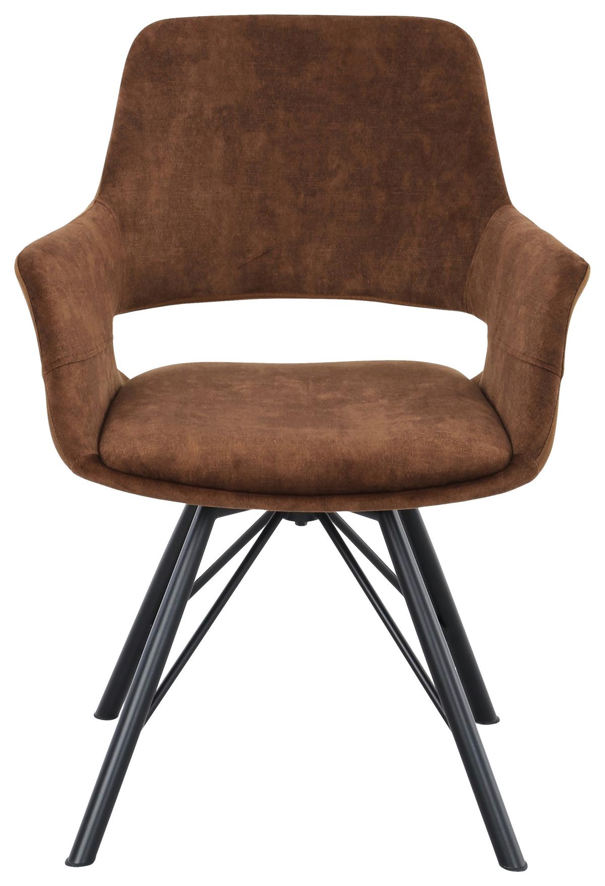 STOLIČKA S PODRÚČKAMI ADRIANA - hnedá/čierna, Modern, kov/drevo (61/85/62,5cm) - Mömax