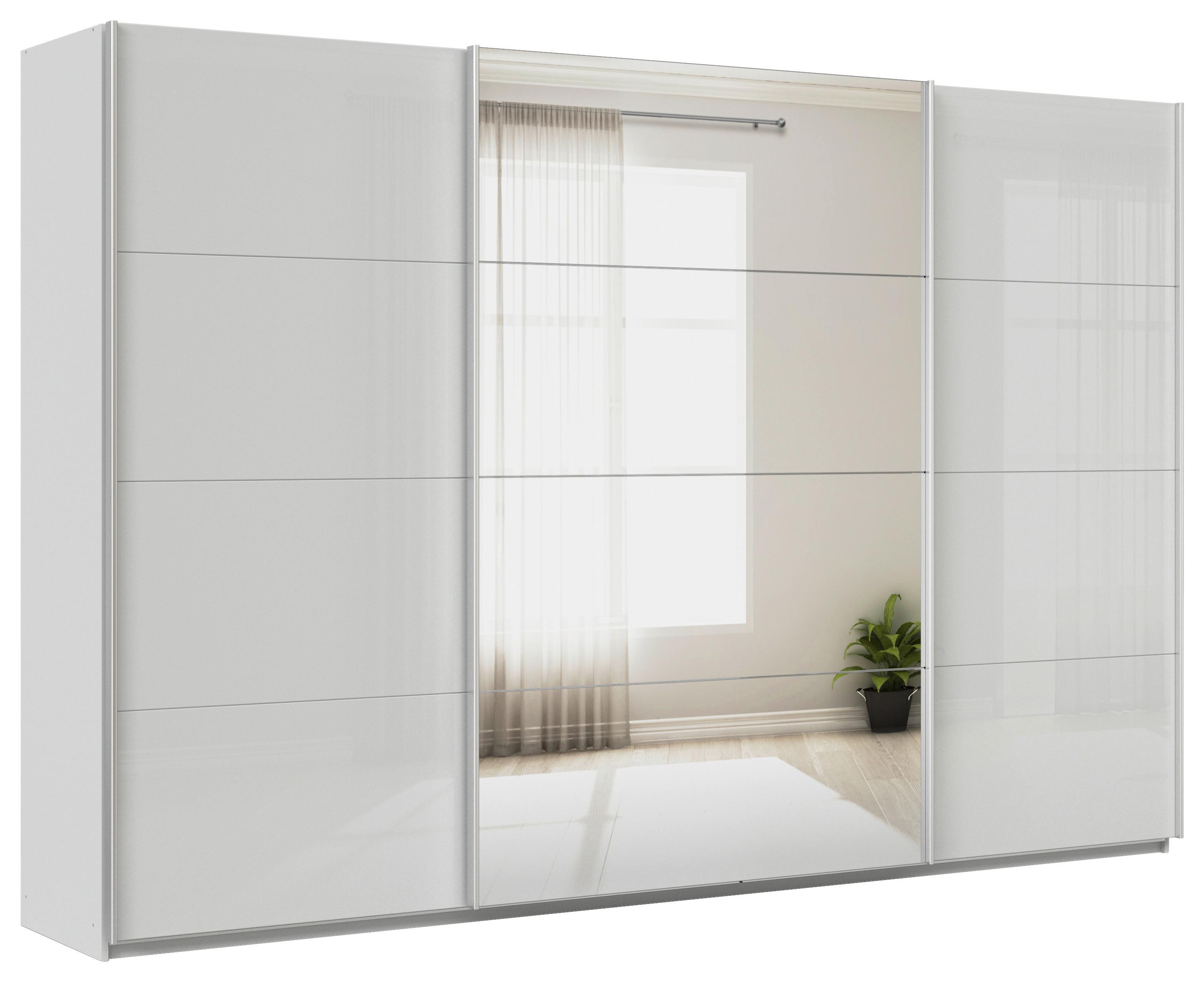 Tolóajtós Szekrény Feldkirch 315/210 Cm - ezüst/magasfényű szürke, Modern, faalapú anyag/Üveg (315/210/62cm)