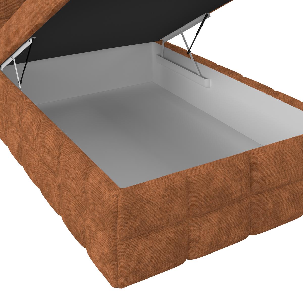 Čalouněná postel VEGA 140x200 cm, rezavá - černá/rezavá, Trend, dřevo/textil (140/200cm)