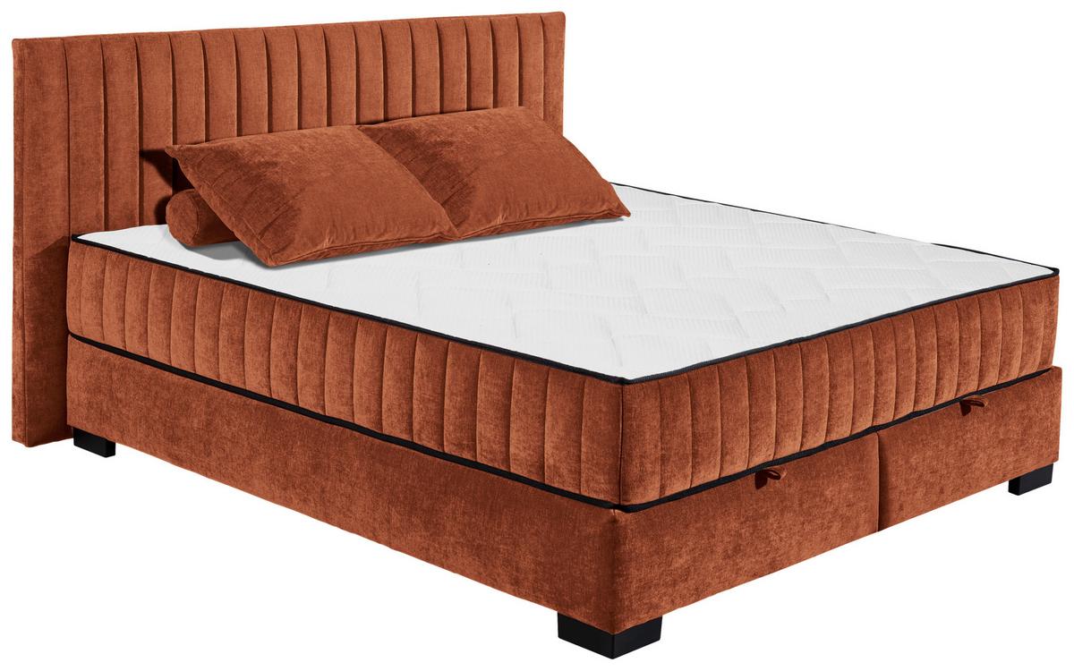 Boxbett Nagol C - Cognac/Schwarz, MODERN, Holzwerkstoff/Textil (180/200cm) - MID.YOU