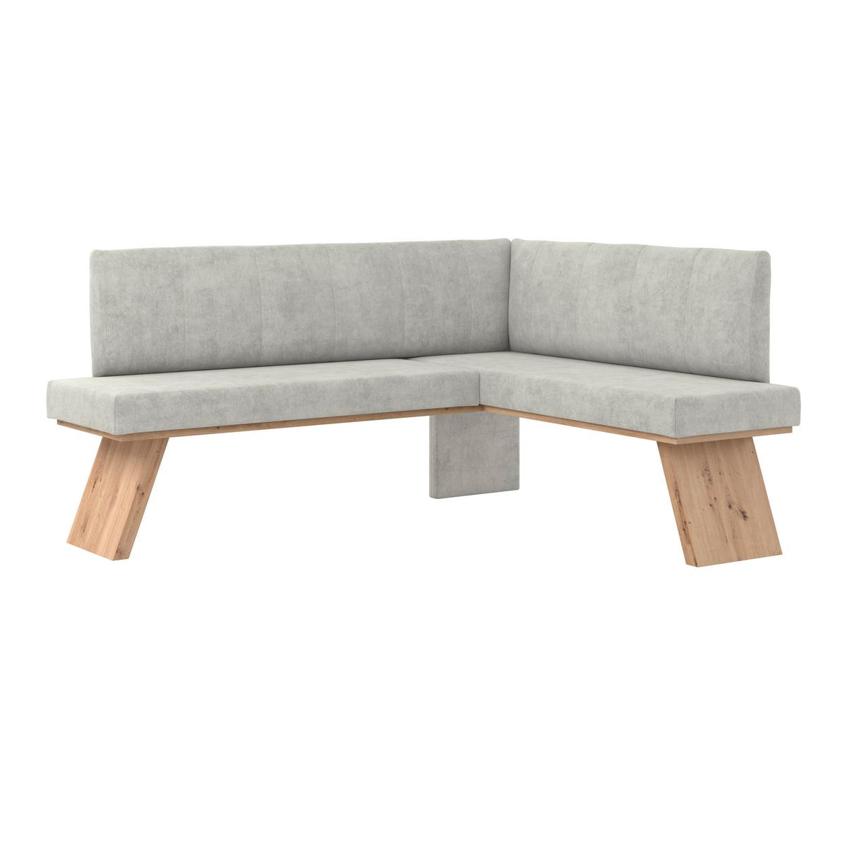 Eckbank Emma Ii Webstoff Hellgrau, B: 185 Cm - Eichefarben/Hellgrau, KONVENTIONELL, Holzwerkstoff/Textil (185/150cm)