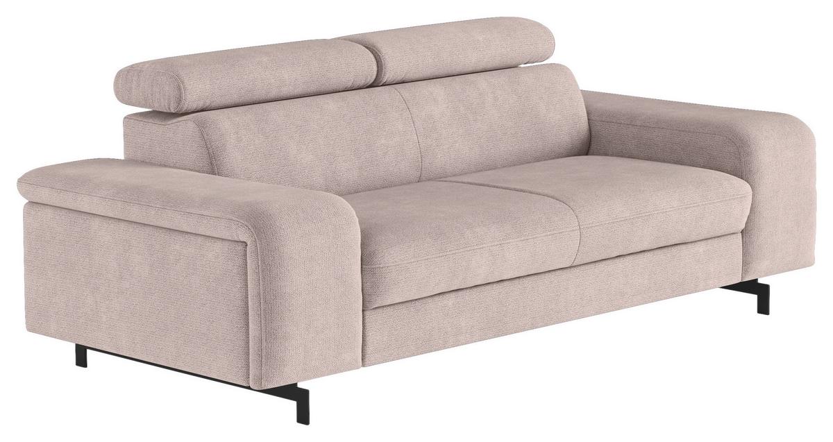 3-Sitzer-Sofa Emma Mit Liegefunktion Creme B: 217 cm - Creme/Schwarz, Textil (217/81/100cm) - MID.YOU