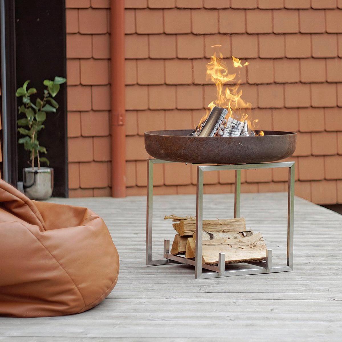 Feuerschale Nagliai M - Edelstahlfarben/Rostfarben, Basics, Metall (63/63/56cm)