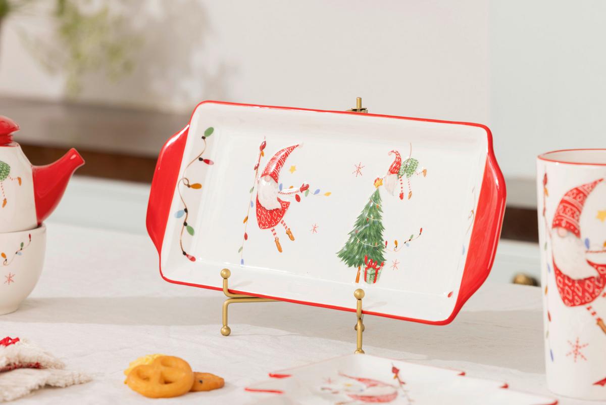 Snack-es Tányér Nadine - piros/fehér, Konventionell, kerámia (35/14,5/3cm) - Luca Bessoni