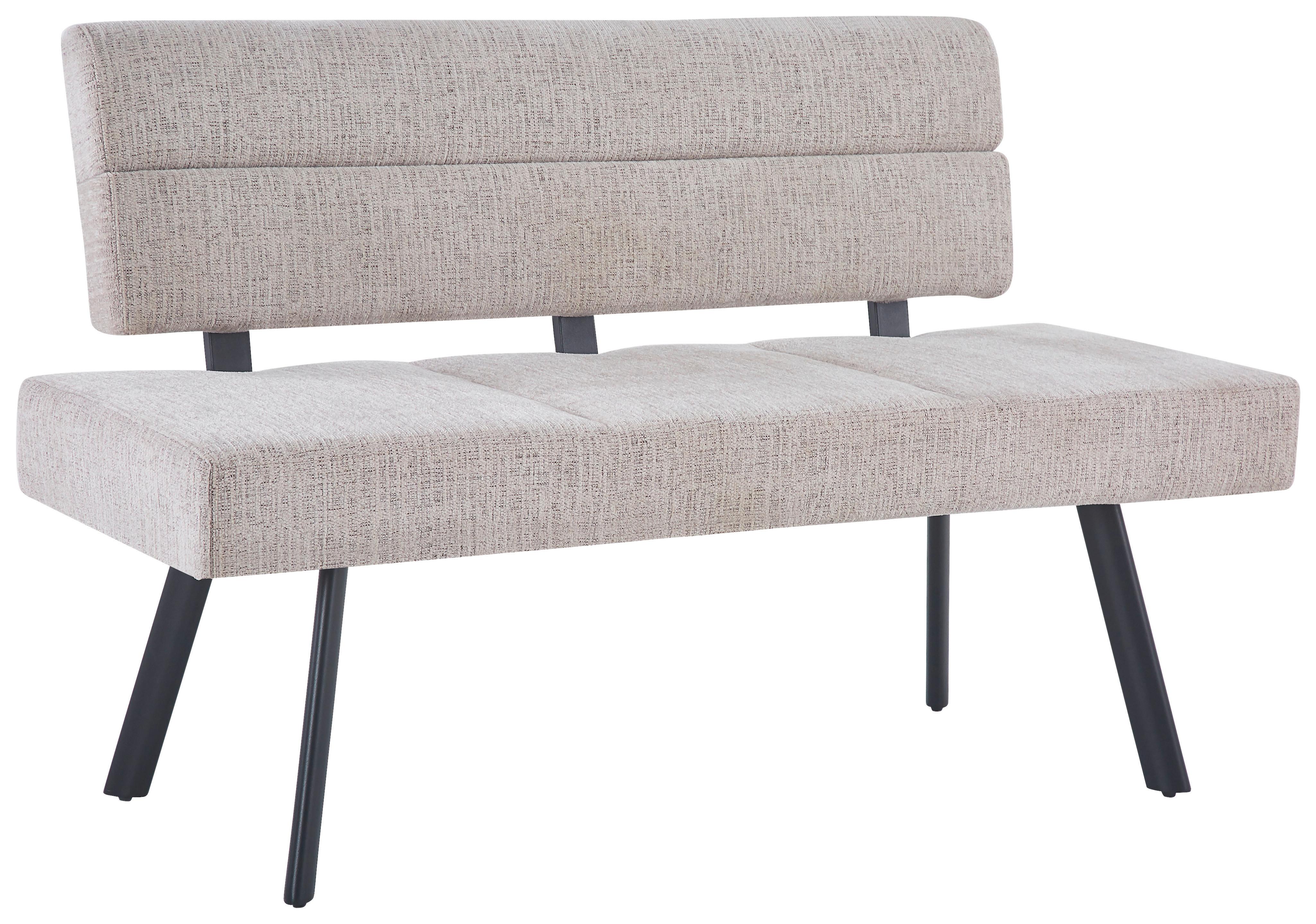 Sitzbank Paros Mit Lehne Beige, B: 140 Cm - Beige/Schwarz, KONVENTIONELL, Textil/Metall (140/88/62cm) - MID.YOU