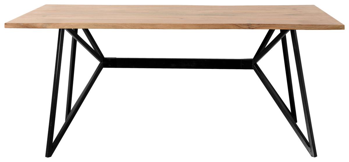 Esstisch Kite Akazie Massiv, B: 175 cm - Schwarz/Akaziefarben, ROMANTIK / LANDHAUS, Holz/Metall (175/77/90cm) - MID.YOU
