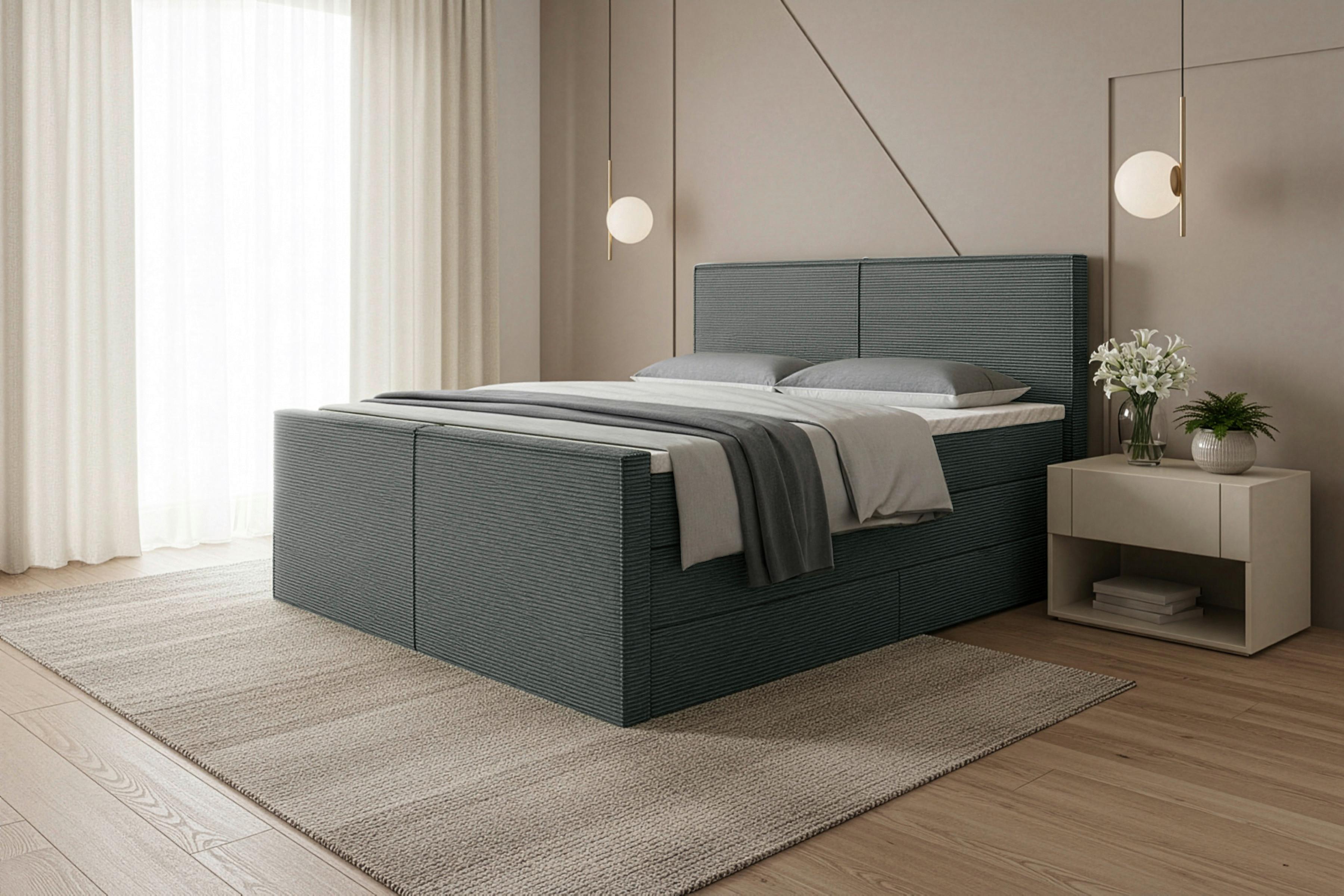 Boxspringbett Rodi Grau Lf: 180x200 Cm - Grau, MODERN, Textil (180/200cm) - Livetastic