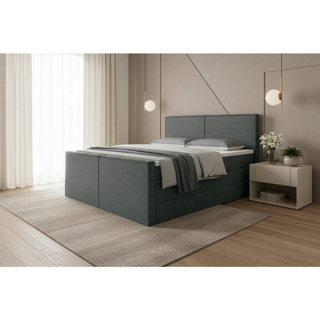 Boxspringbett Rodi Grau LF: 180x200 cm