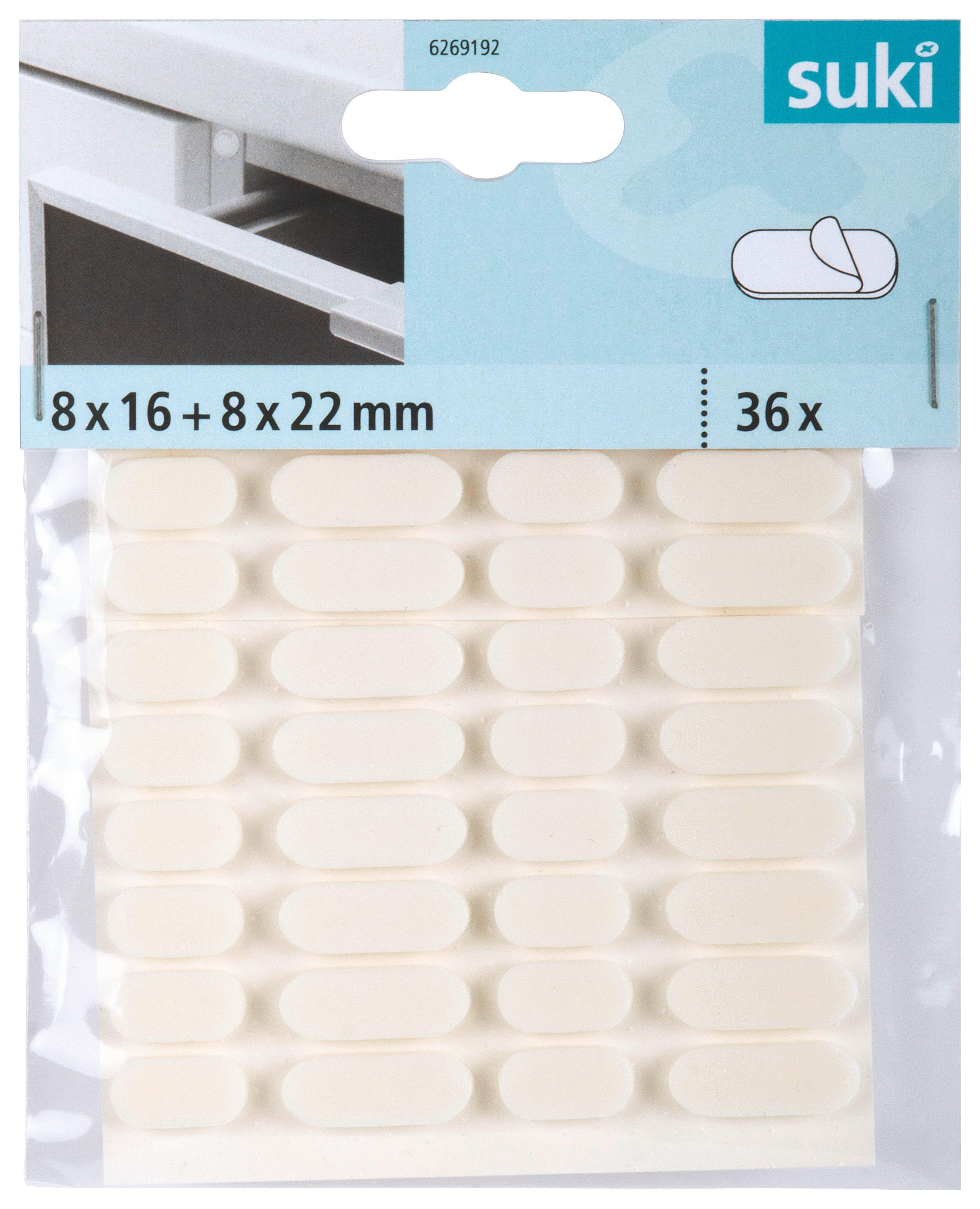 Öntapadós Ajtóütköző 36db - fehér, műanyag (1,6 + 2,2/0,8/0,4cm) - Suki