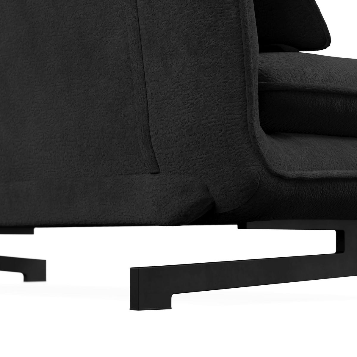 Rozkládací pohovka LUNA, tmavě šedé buklé, max.240 kg - černá/tmavě šedá, Moderní, kov/textil (142/62/40cm) - Bessagi Home