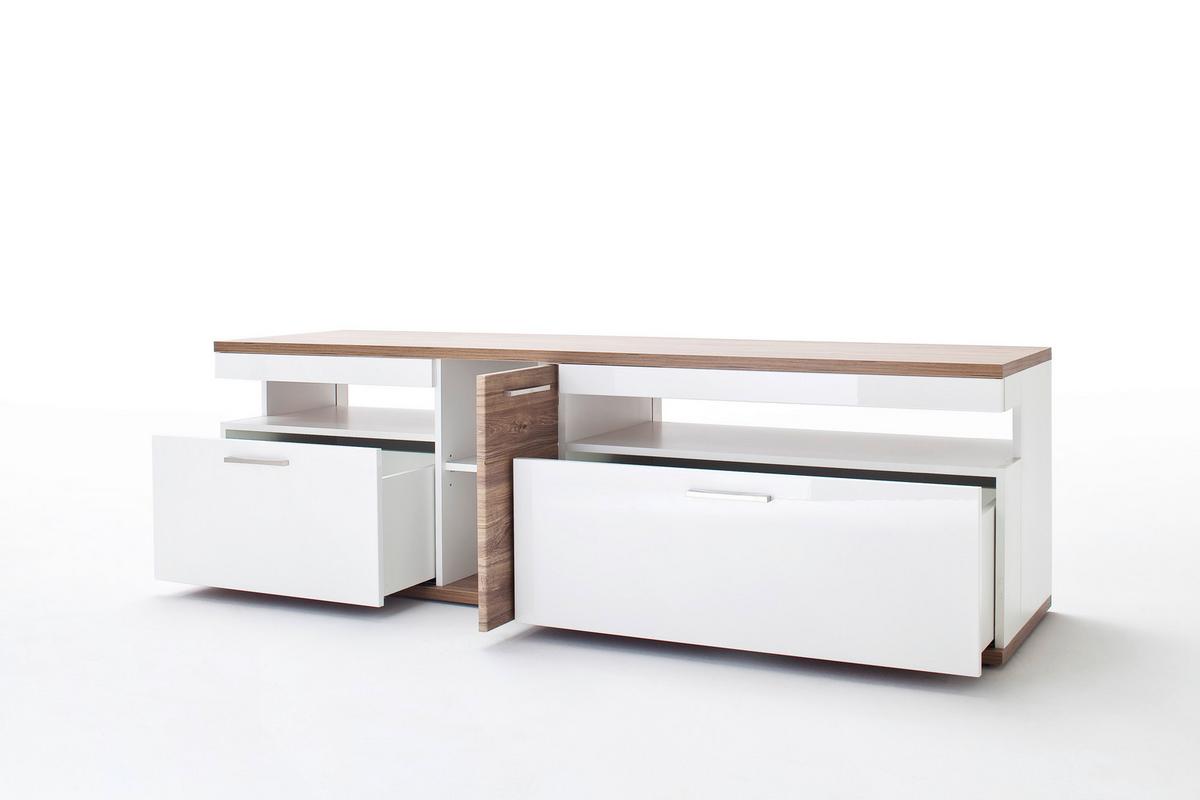 TV-Element Luzern B: 180 cm Weiß/Eiche Dekor - Eichefarben/Weiß, Design, Holzwerkstoff (180/55/50cm) - Livetastic