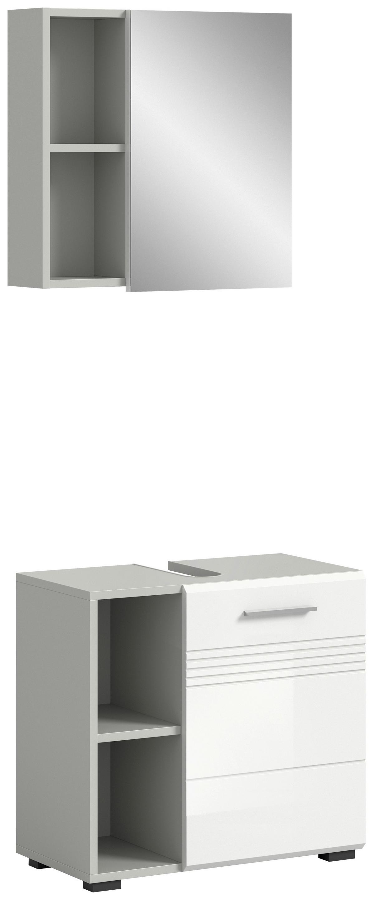 Badezimmer Copa Grau Weiß Hg B: 60 cm - Weiß Hochglanz/Schwarz, MODERN, Holzwerkstoff (60cm) - MID.YOU