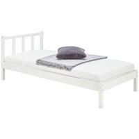 Massivholzbett Maren Ohne Lattenrost 90x200cm Weiß - Weiß, Basics, Holz (90/200cm)