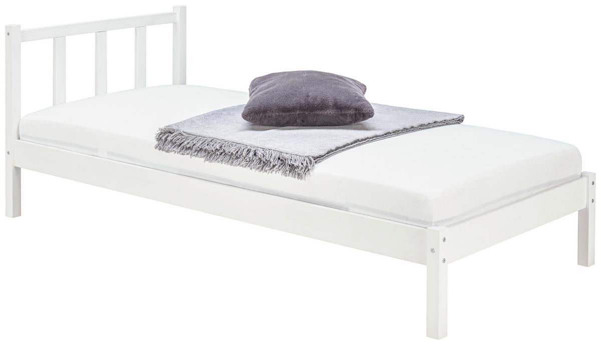 Massivholzbett Maren Ohne Lattenrost 90x200cm Weiß - Weiß, Basics, Holz (90/200cm)