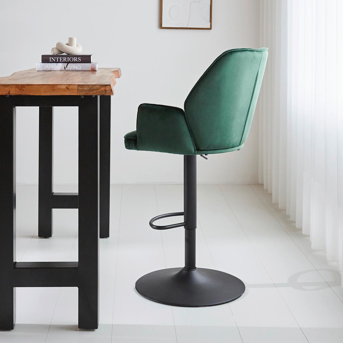 Barhocker-Set Donny Grün B: 54 cm - Schwarz/Grün, MODERN, Textil/Metall (54/100/58cm) - MID.YOU