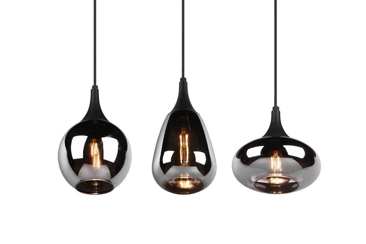 Hängeleuchte 317000332 Lumina - Chromfarben/Schwarz, Design, Glas/Metall (68,8/19,5/150cm) - Trio Leuchten
