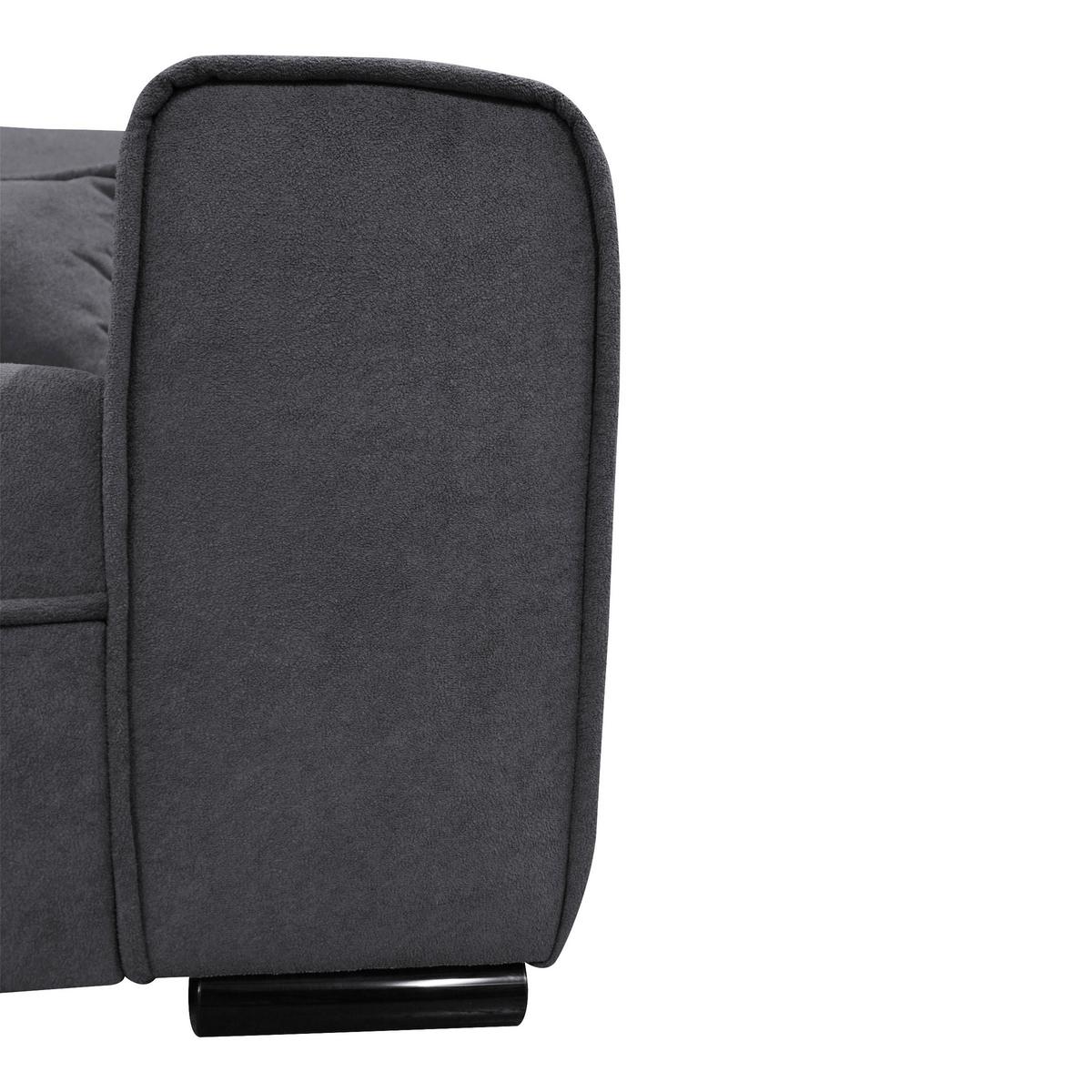 Ecksofa Classic Dunkelgrau 175x270 cm - Dunkelgrau/Schwarz, Design, Textil (175/270cm) - MID.YOU