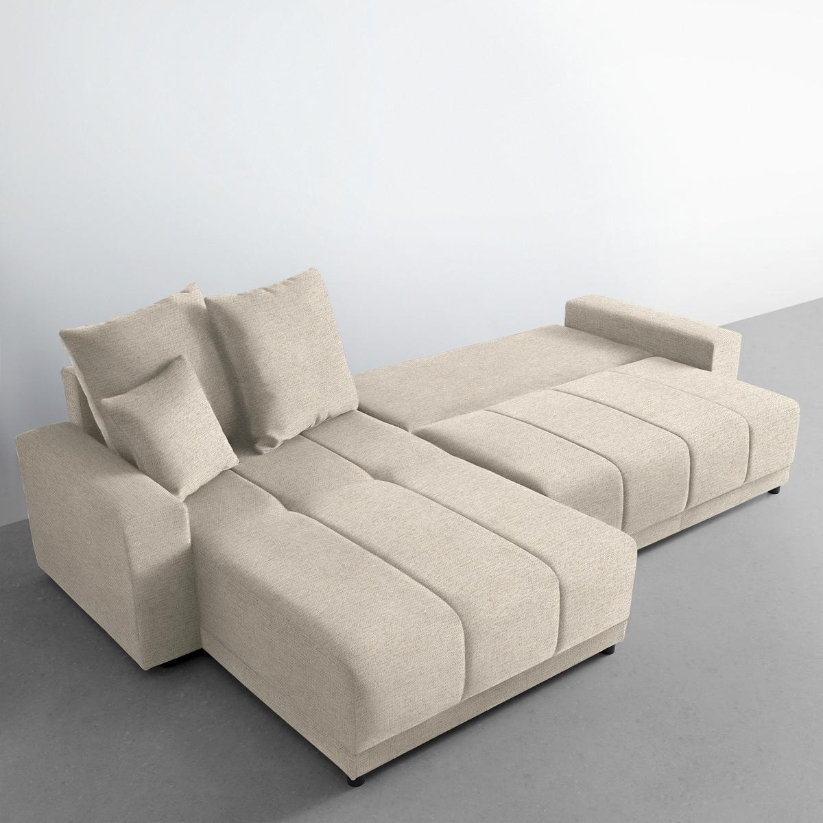 Rohová sedačka ALATRI, oboustranná,béžová,s polštáři - černá/zelená, Moderní, textil/plast (289/90/176cm) - Based