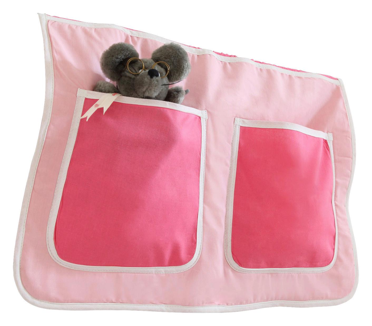 Betttasche aus Baumwolle m. 2 Fächern, rosa