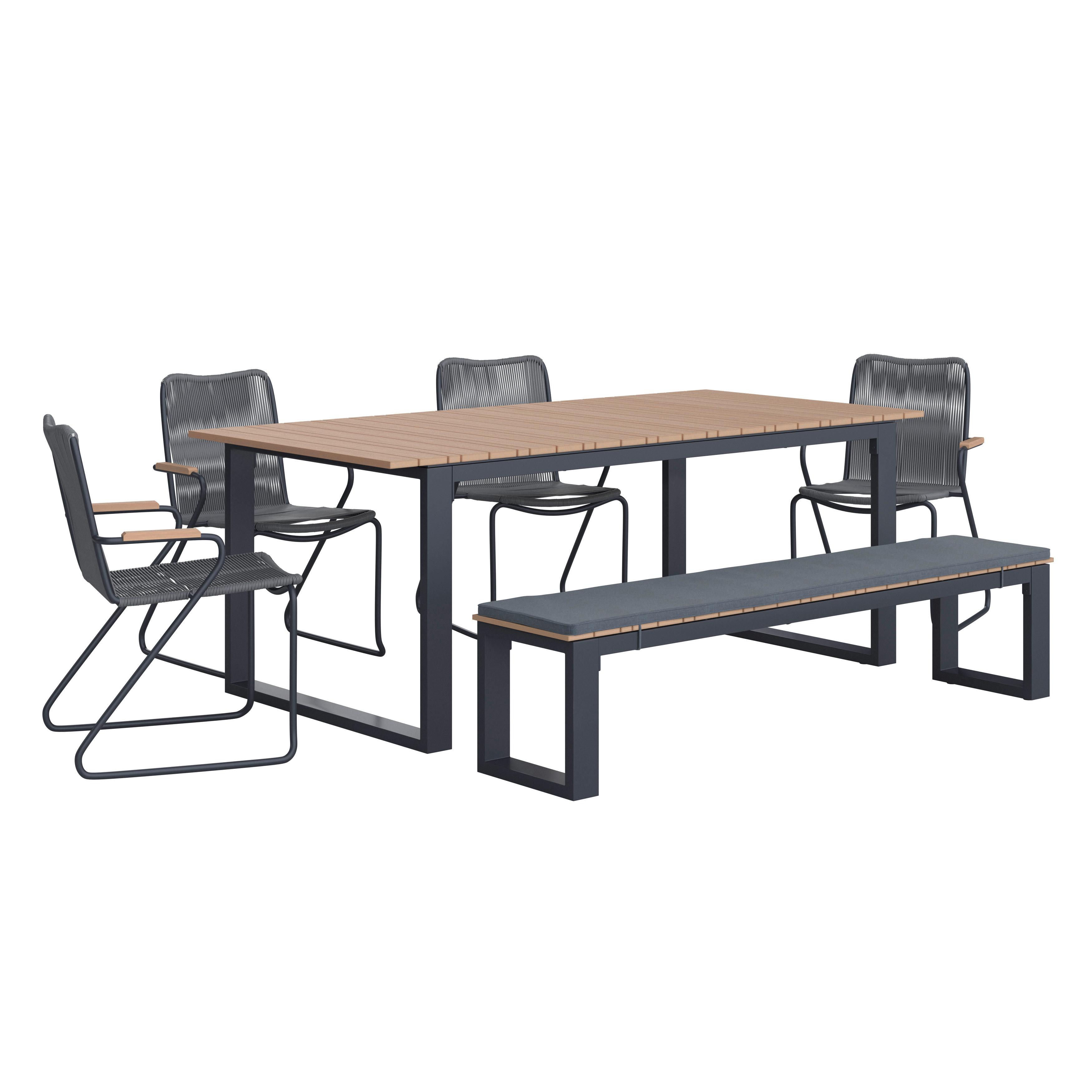 Záhradná súprava HELEN - čierna/sivá, Modern, kov/textil (330/198/88cm) - Bessagi Garden