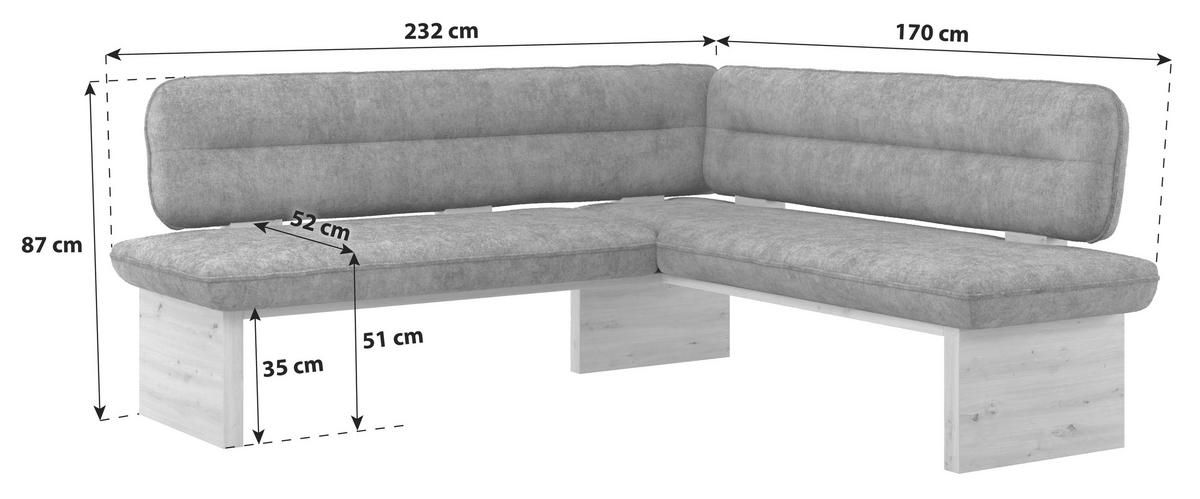 Eckbank Beluna Ii Webstoff Grün, B: 232cm - Eichefarben/Grün, KONVENTIONELL, Holz/Textil (232/170cm) - James Wood
