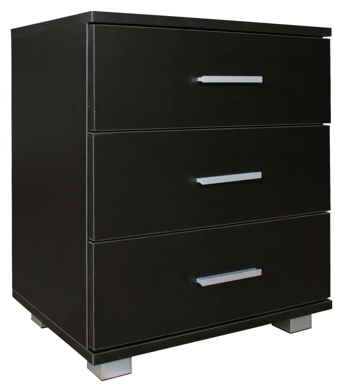 Noční stolek Nina š: 45cm černý - barvy stříbra/černá, Konvenční, kov/kompozitní dřevo (45/54/34cm) - MID.YOU