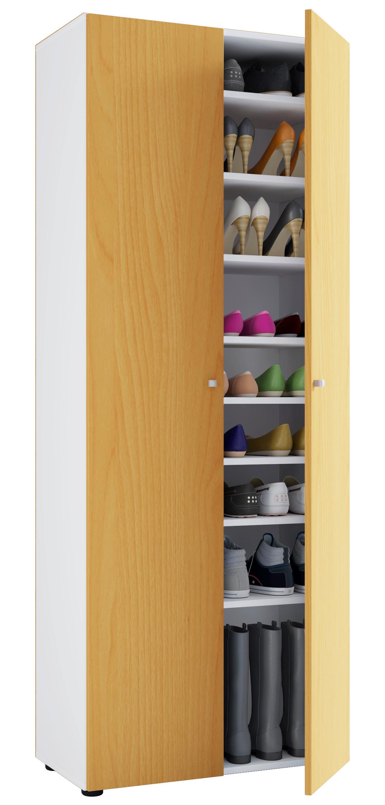 SCHUHSCHRANK Vandol Weiß/Buche Dekor B:71cm - Buchefarben/Schwarz, Design, Holzwerkstoff (71/180/39cm) - MID.YOU