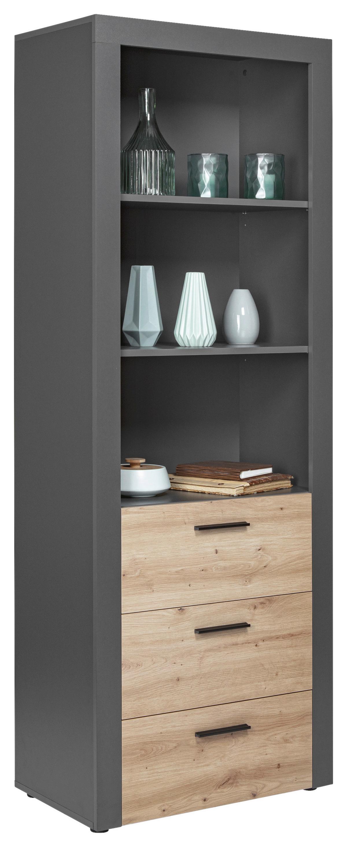 Regal mit Laden Corbeto B: 68,6 cm Anthrazit - Anthrazit/Eiche Artisan, Basics, Holzwerkstoff (68,6/190/41,6cm) - MID.YOU