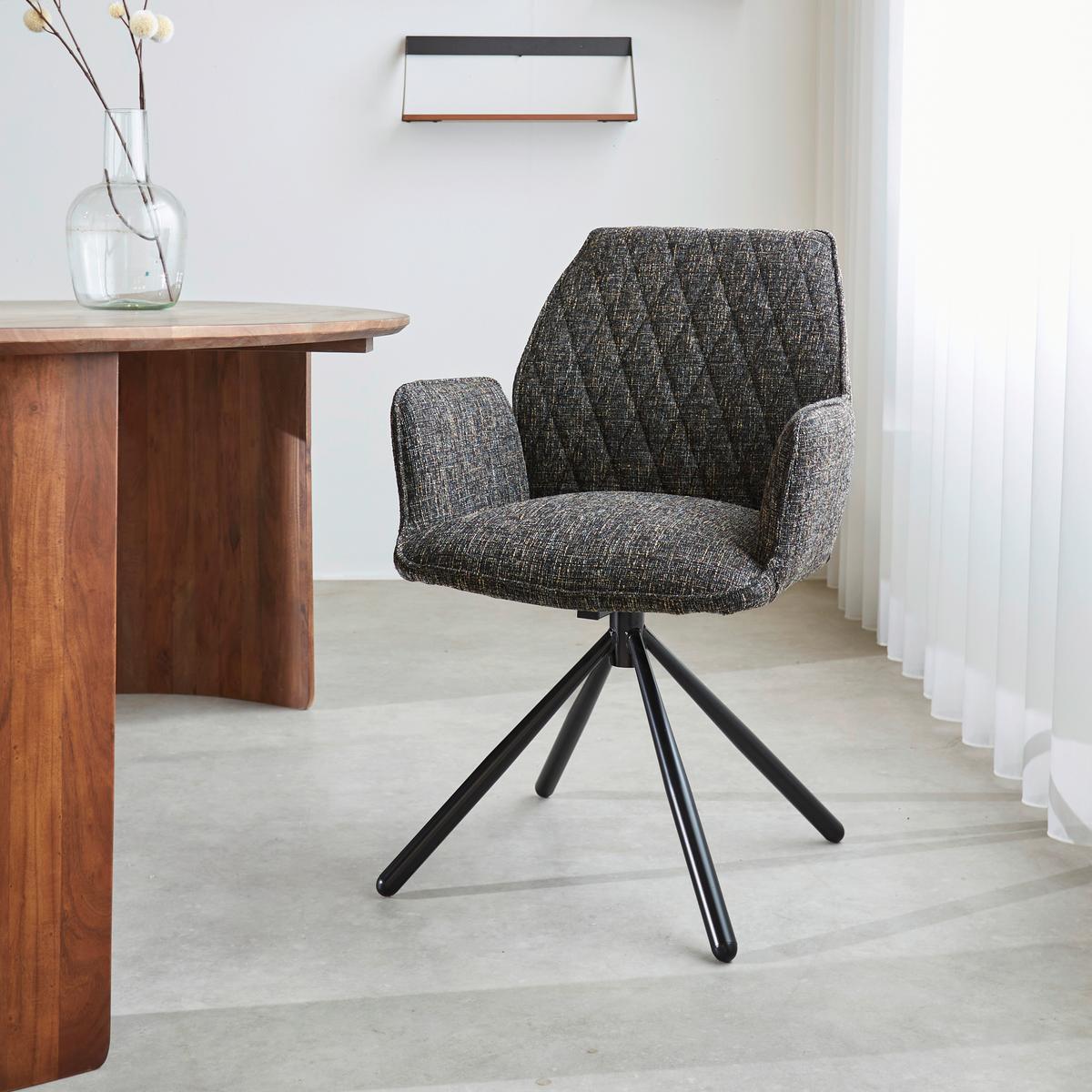 Armlehnstuhl-Set Donny Schwarz B: 57,5 cm - Schwarz, MODERN, Textil/Metall (57,5/92/52cm) - MID.YOU